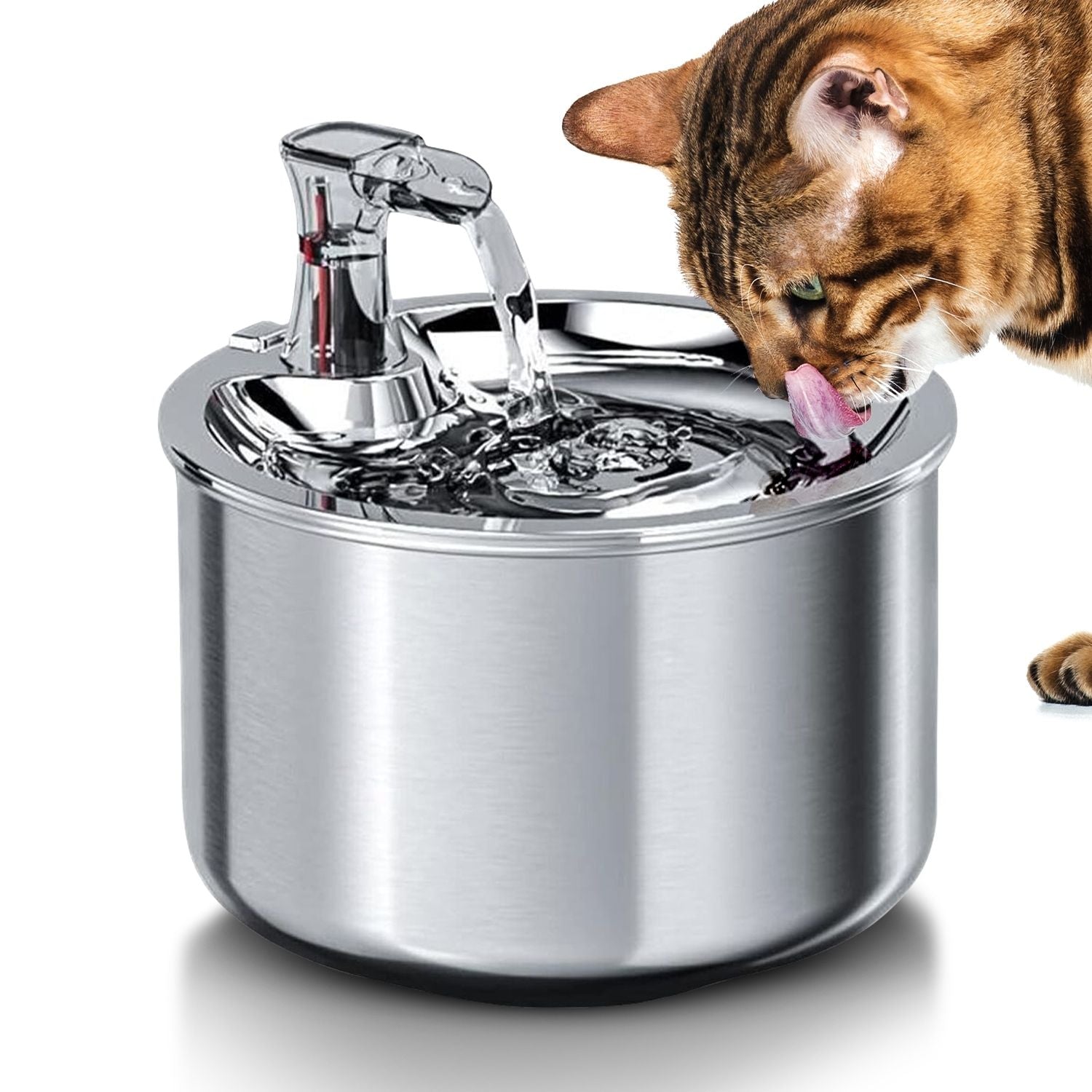 Super Quiet 2L Pet Water Fountain - Food Grade Stainless Steel, Adjustable Flow - Floofi