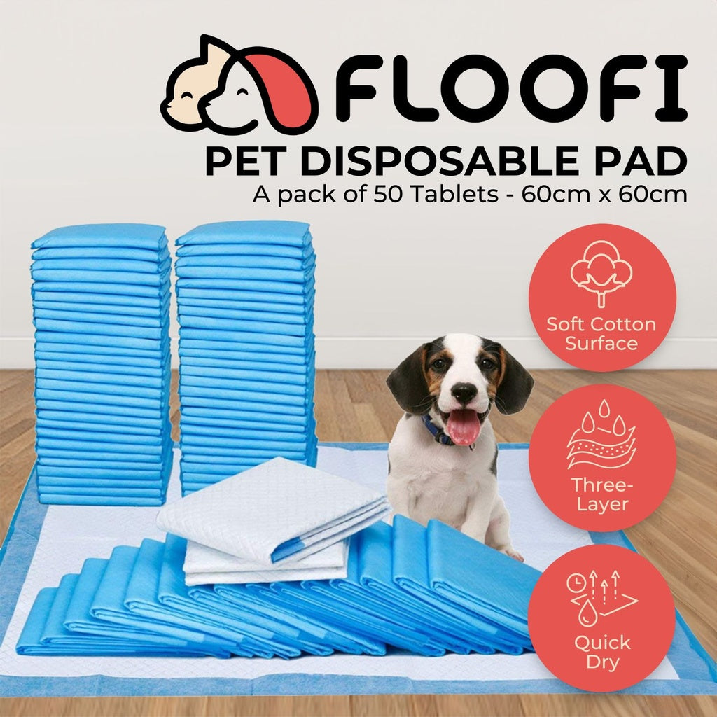 Super Absorbent 100pcs Puppy Training Pads, Anti-Leak, Floofi