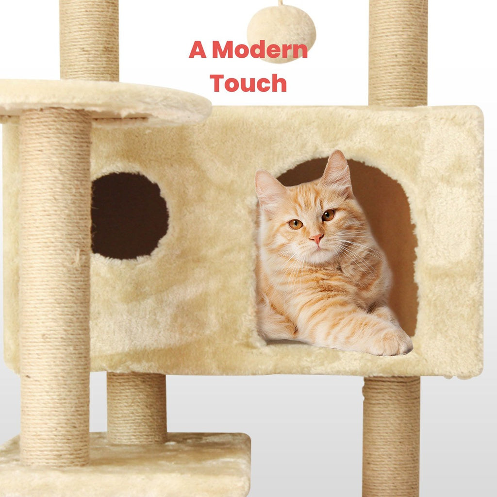 Stylish 150cm Multi-Level Cat Condo Tree with Plush Velvet