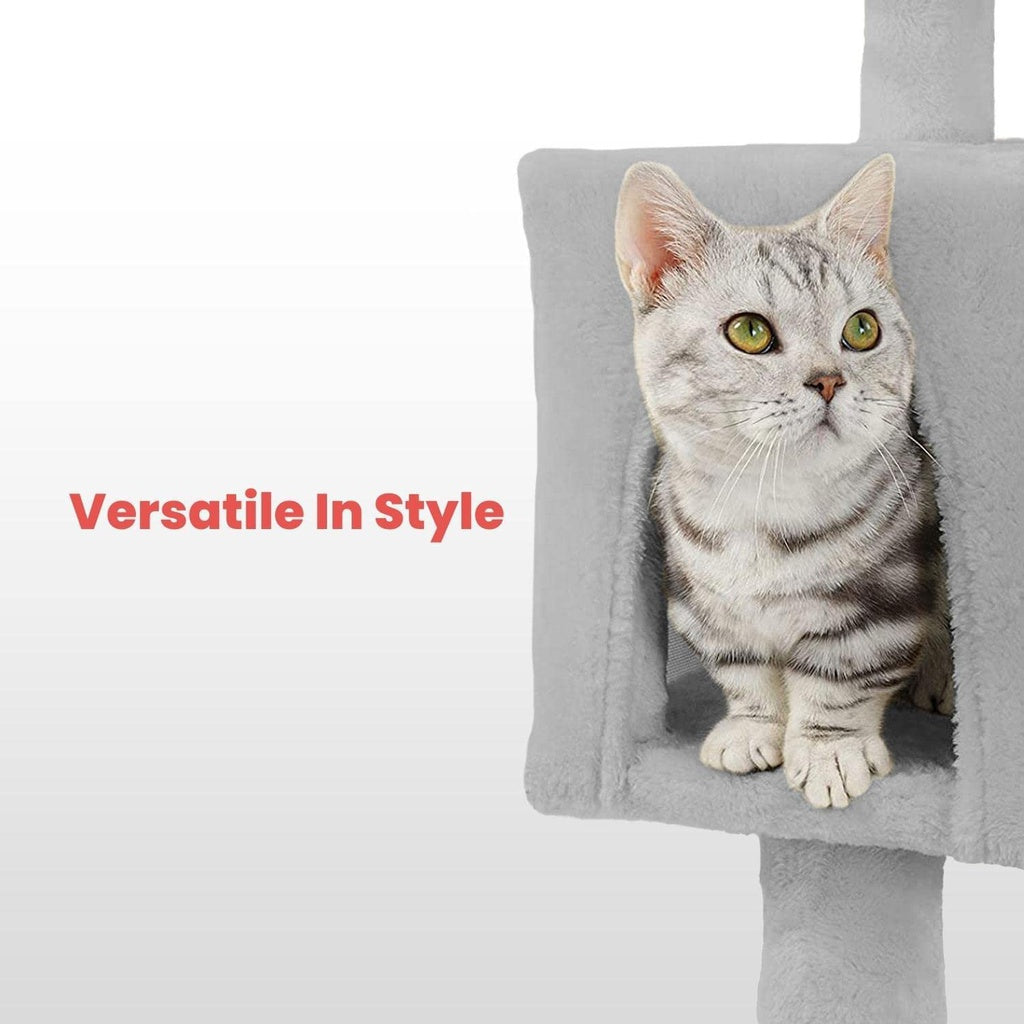 118cm Plush Cat Condo Tree, Sisal Posts, Hammock - Floofi