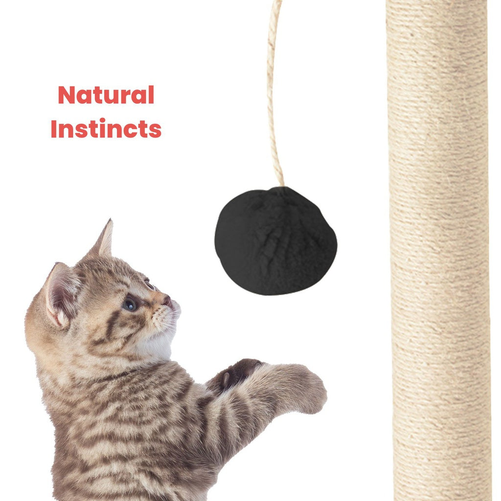 145cm Plush Cat Condo Tree with Hammock & Scratching Posts - Floofi