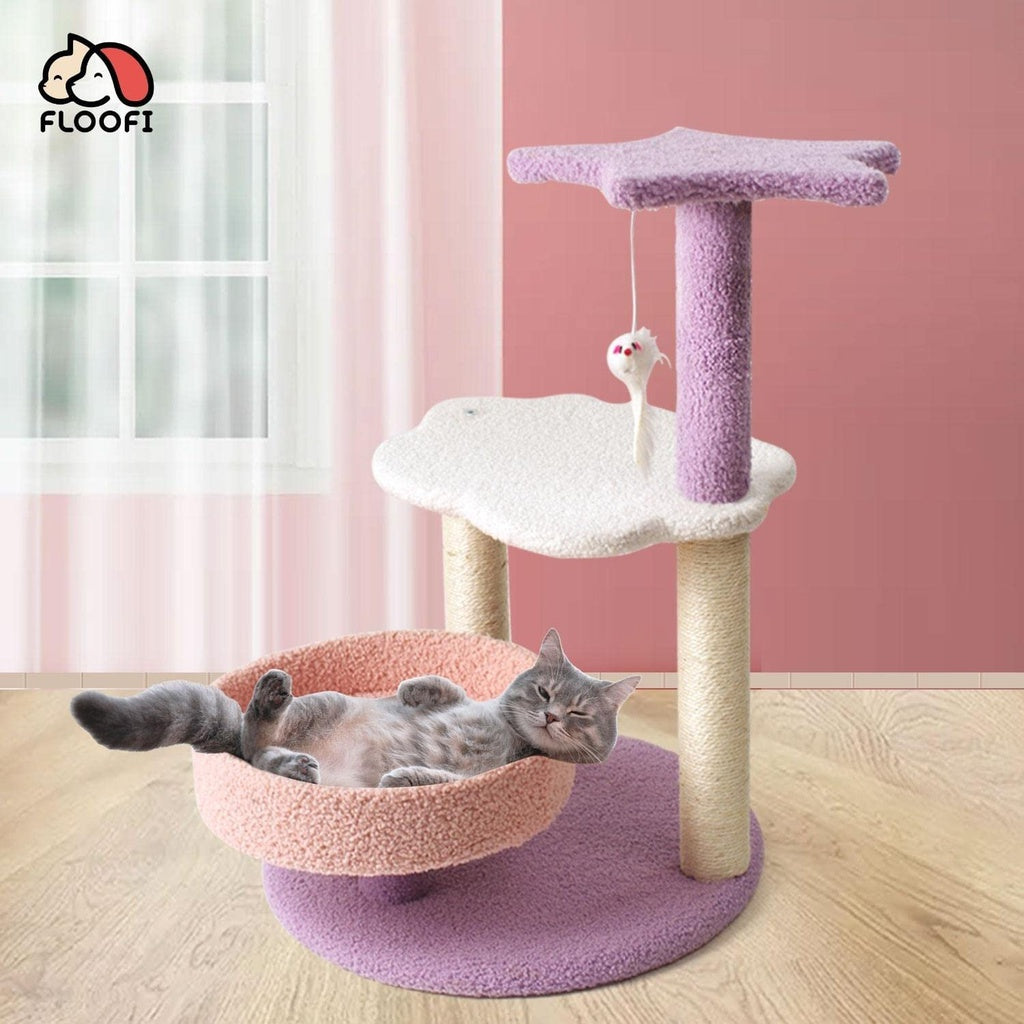 61cm Plush Cat Tree with Sisal Scratching Posts - Floofi