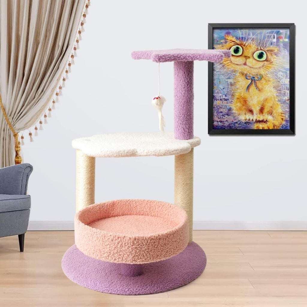 61cm Plush Cat Tree with Sisal Scratching Posts - Floofi