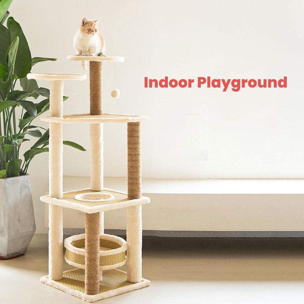 Multi-Level 120cm Cat Tree Condo with Sisal Posts - Floofi