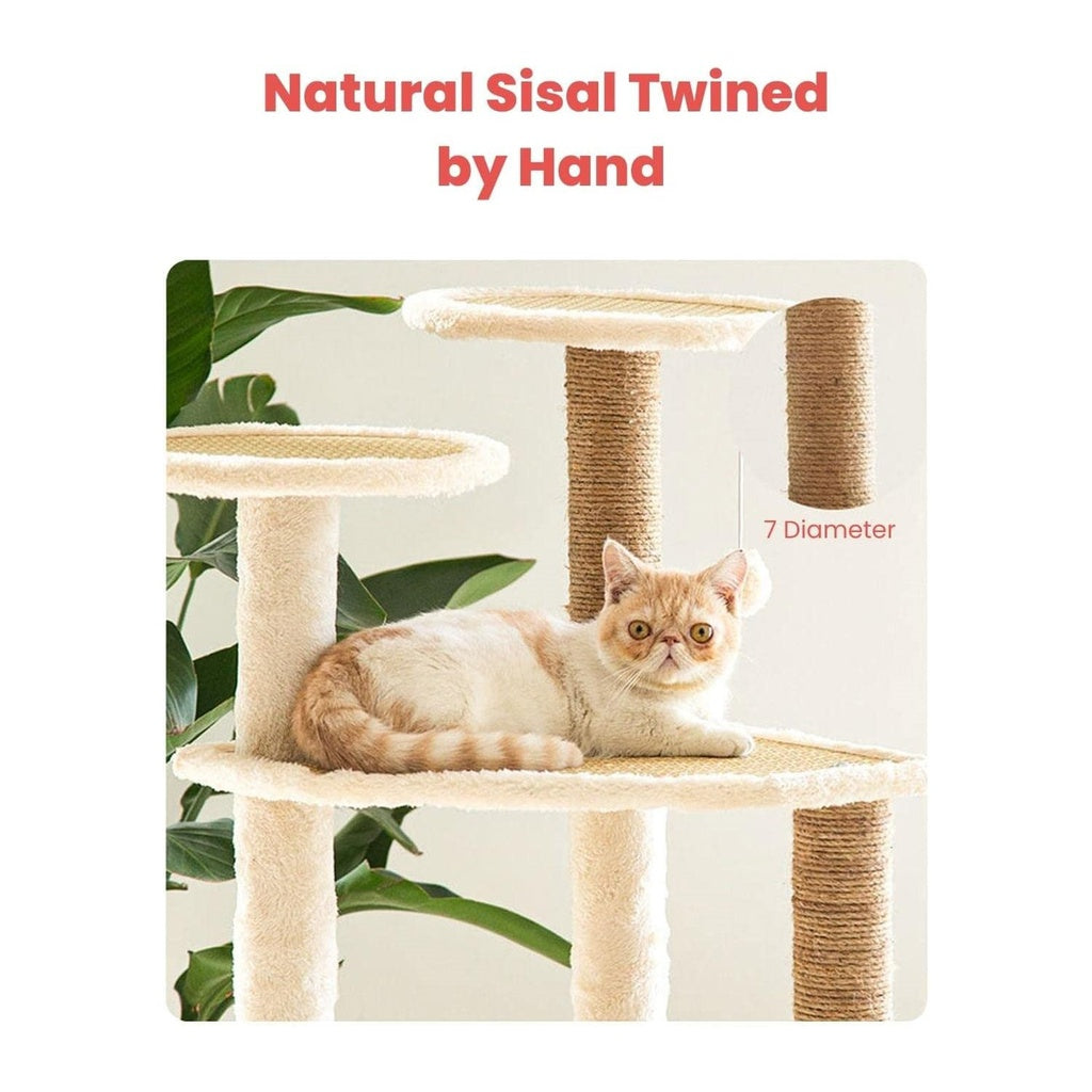 Multi-Level 120cm Cat Tree Condo with Sisal Posts - Floofi