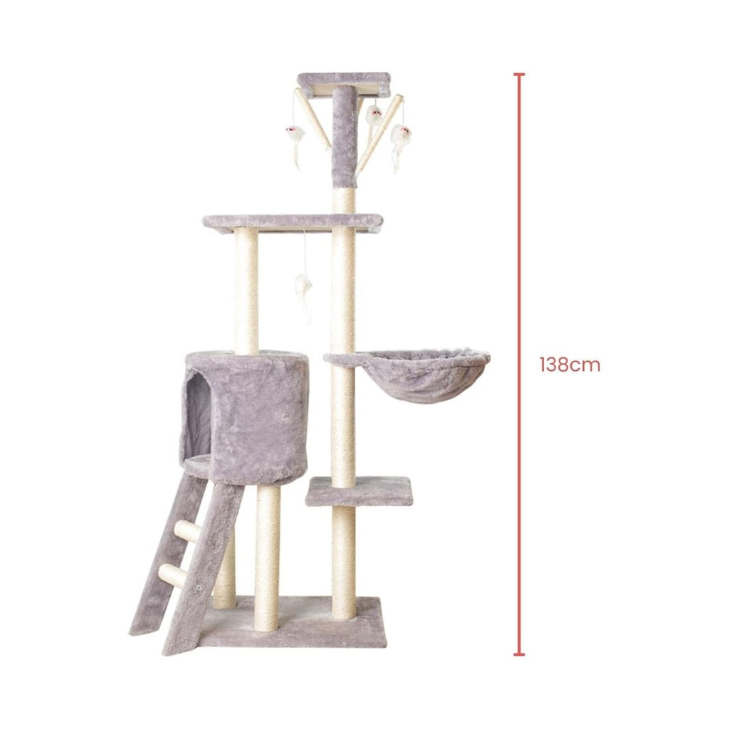 5-Layer Plush Cat Tree Condo with Hammock and Cave, Floofi