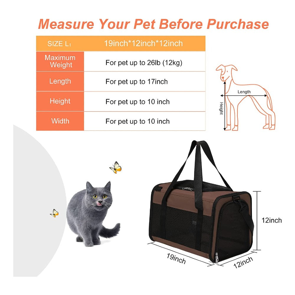 Floofi Portable Pet Carrier-L Size (Brown)