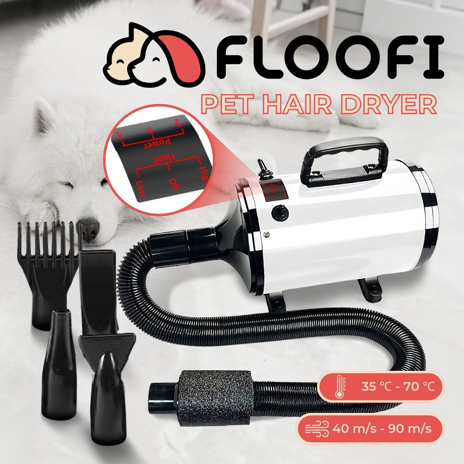 Floofi Pet Hair Dryer Basic (White)