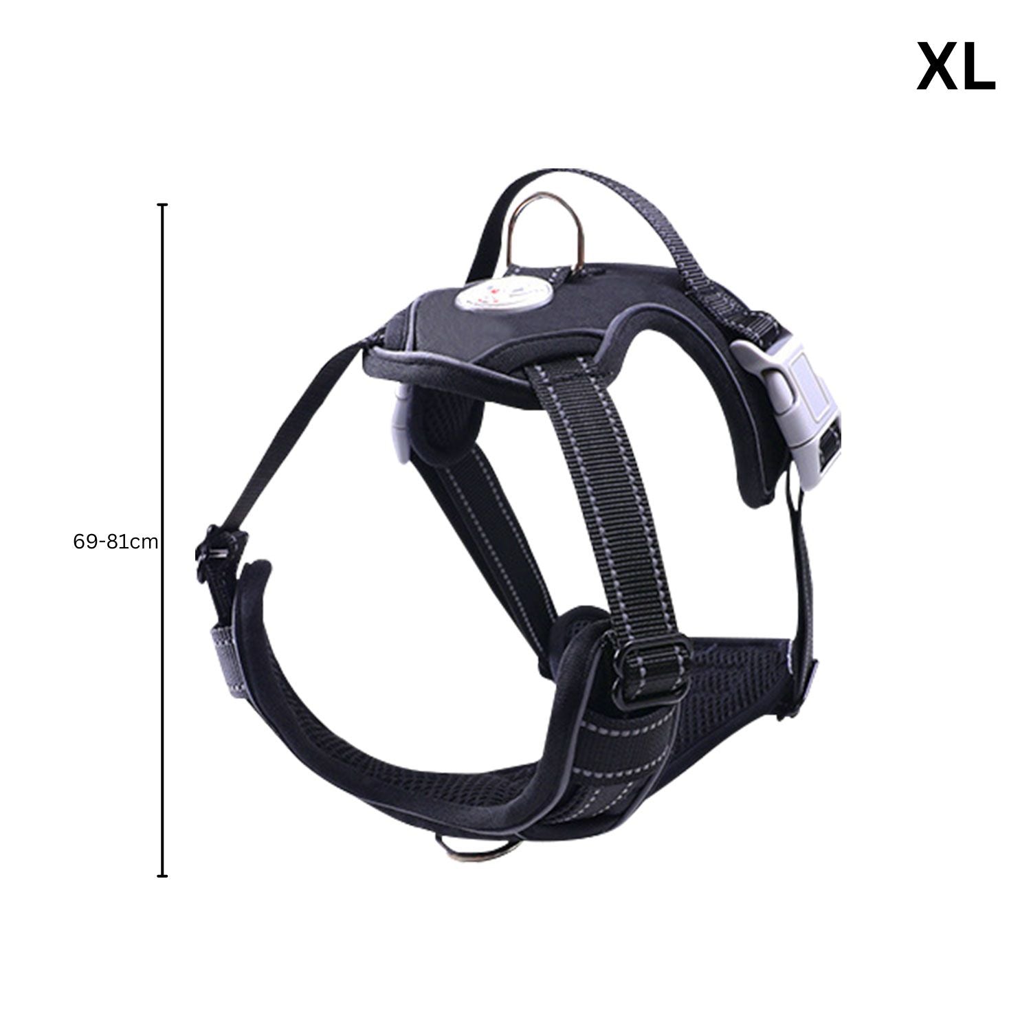 Reflective Adjustable Padding Dog Harness Vest XL (Black)