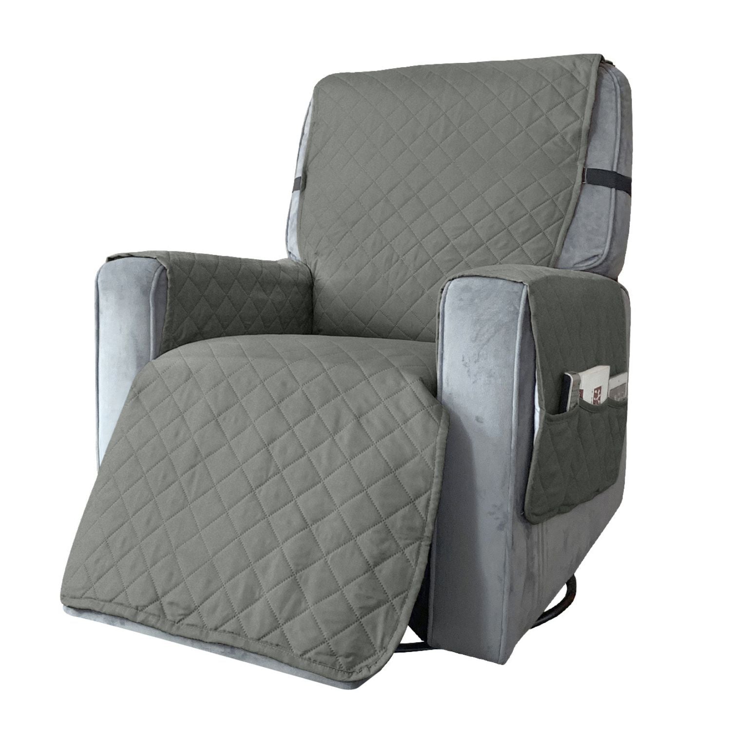 FLOOFI Pet Sofa Cover Recliner Chair L Size with Pocket (Light Grey)