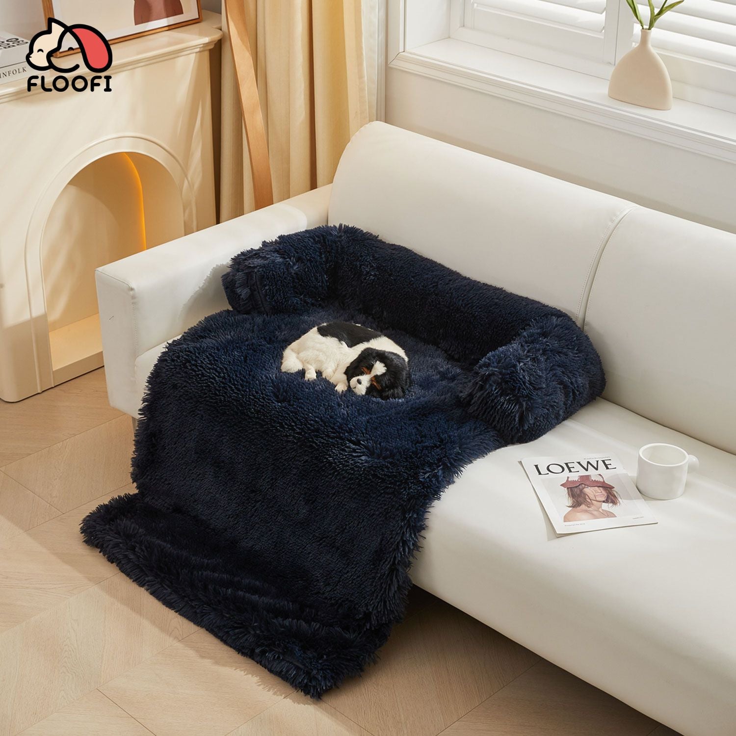 Floofi Pet Sofa Cover Soft with Bolster XL Size (Dark Blue)