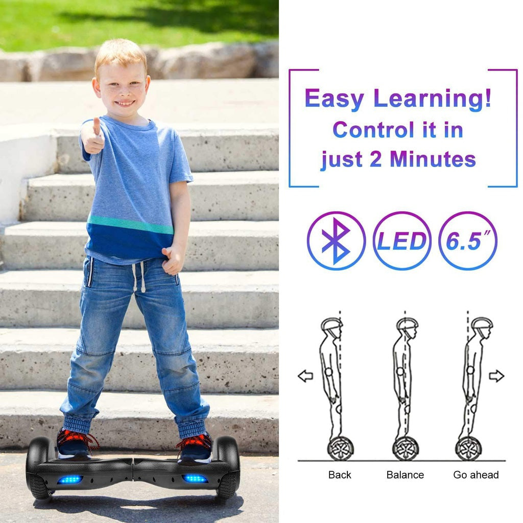 Bluetooth Hoverboard with LED Lights, Black | Funado