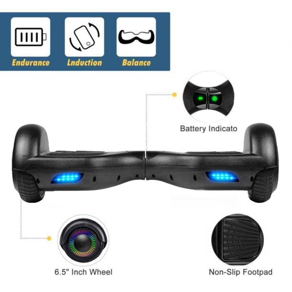 Bluetooth Hoverboard with LED Lights, Black | Funado