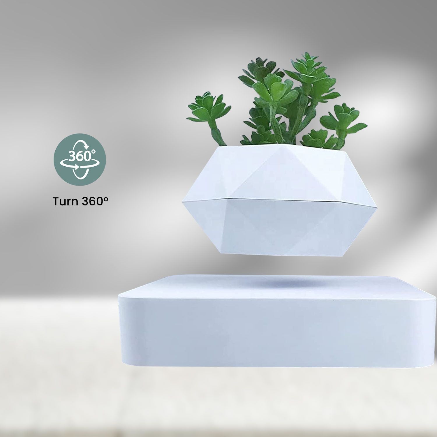 Magnetic Levitating Plant Pot, Lightweight, 360° Auto Rotate - GOMINIMO