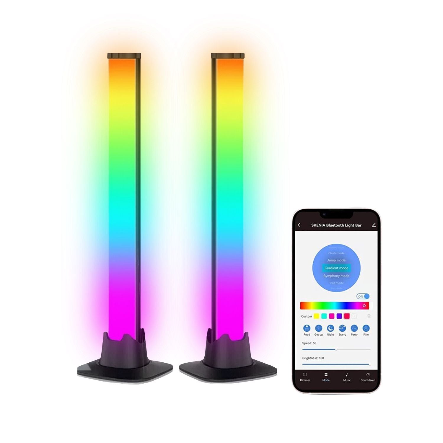 RGB LED Flow Light Bars w/ Music Sync & App Control, 2pcs