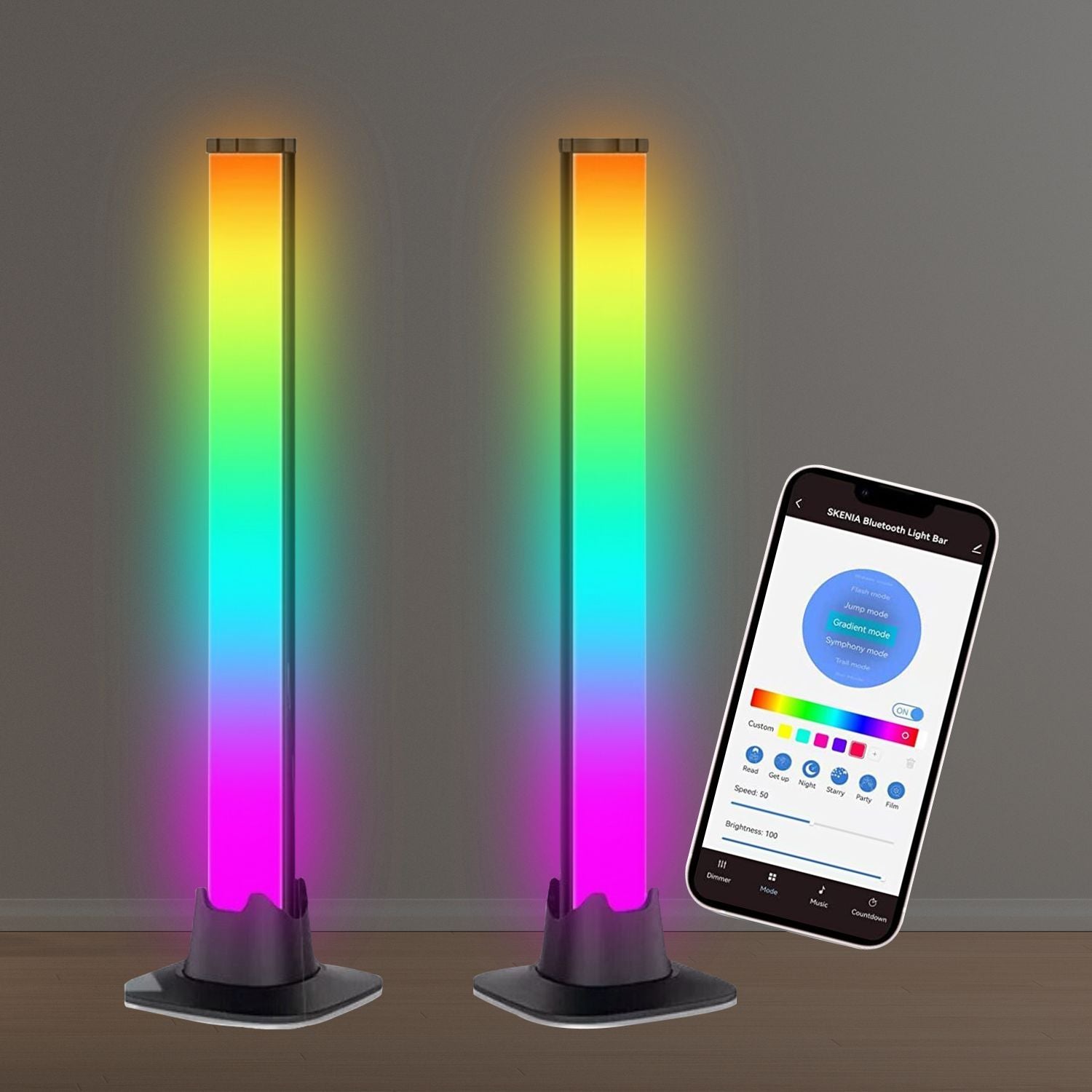 RGB LED Flow Light Bars w/ Music Sync & App Control, 2pcs