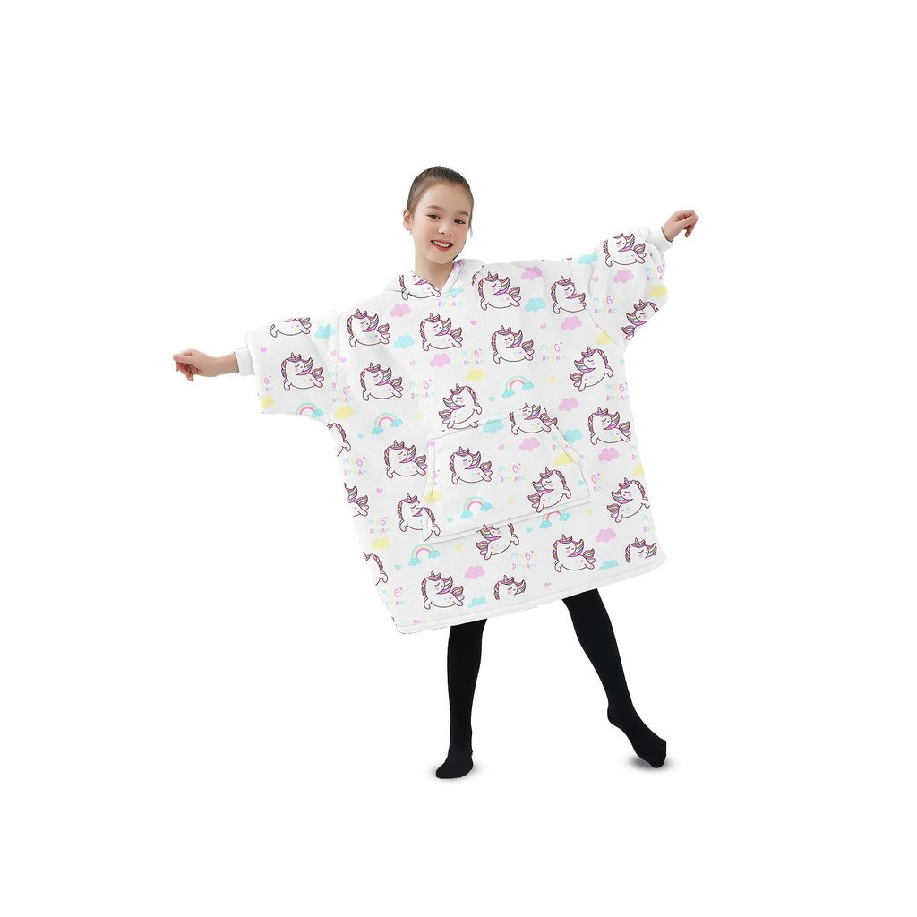 Comfy Kids Unicorn Hoodie Blanket, Large Pockets, GOMINIMO