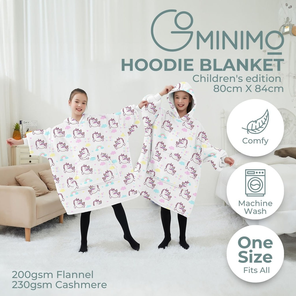 Comfy Kids Unicorn Hoodie Blanket, Large Pockets, GOMINIMO