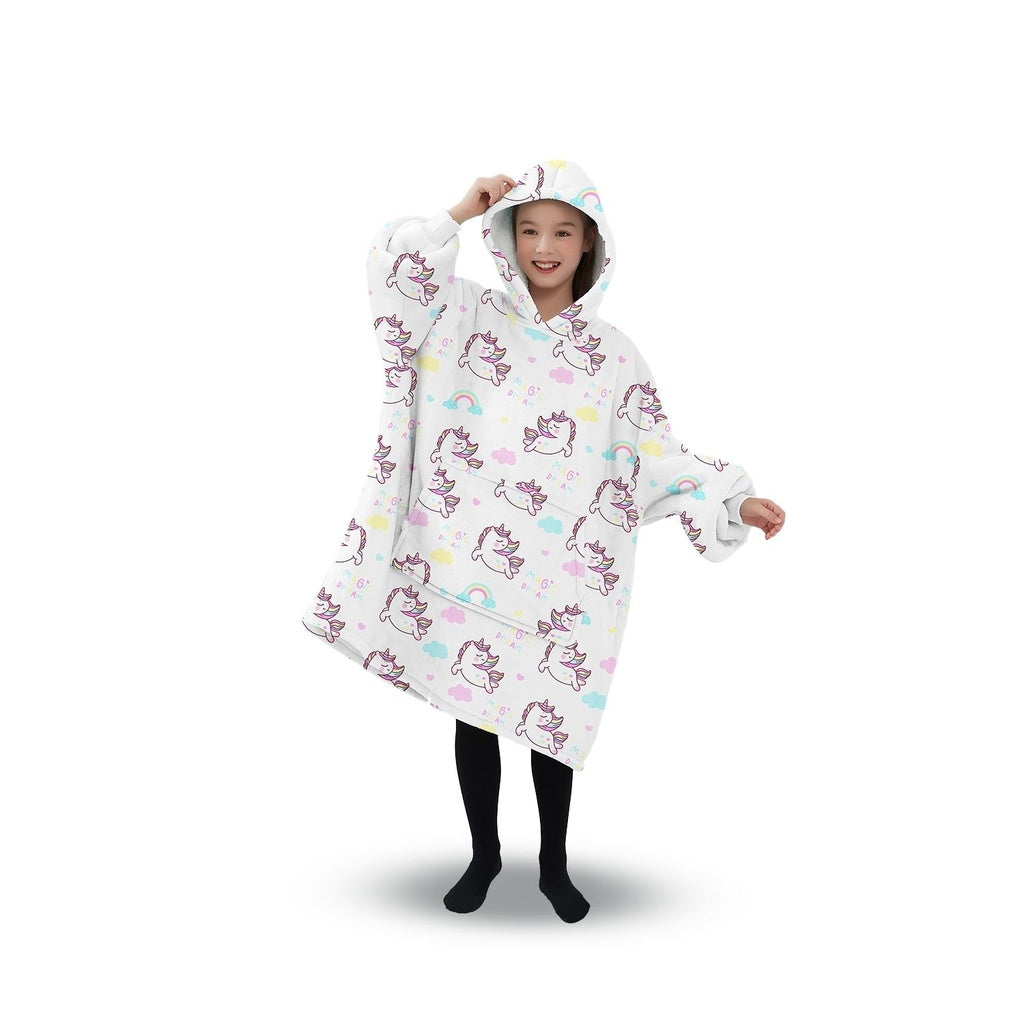 Comfy Kids Unicorn Hoodie Blanket, Large Pockets, GOMINIMO