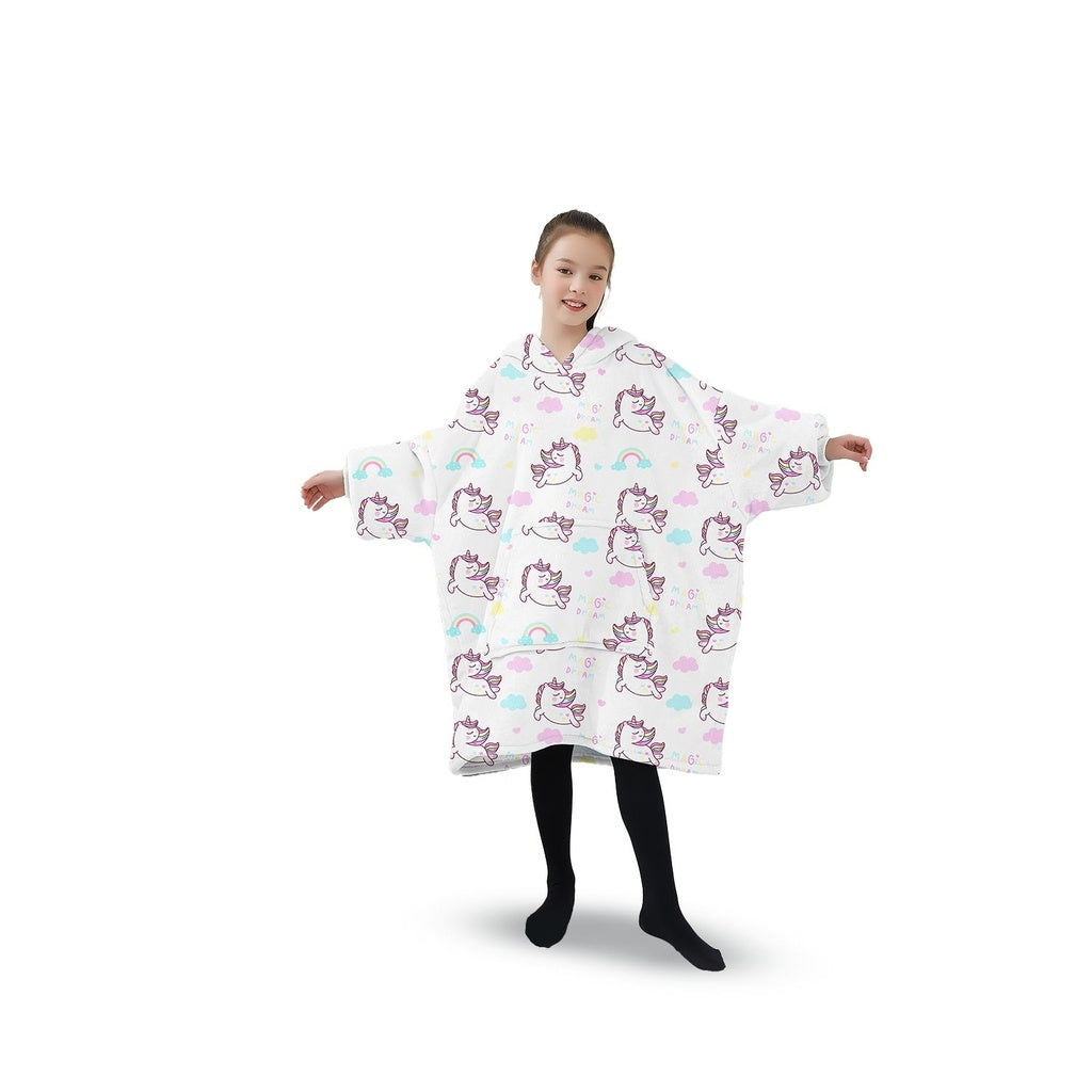 Comfy Kids Unicorn Hoodie Blanket, Large Pockets, GOMINIMO