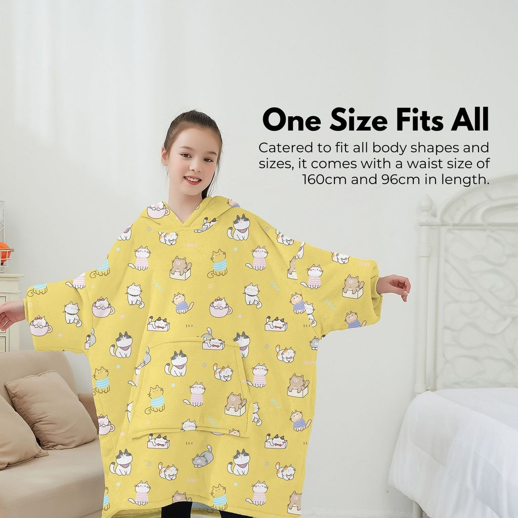 Warm Flannel Sherpa Hoodie Blanket for Kids - Gominimo