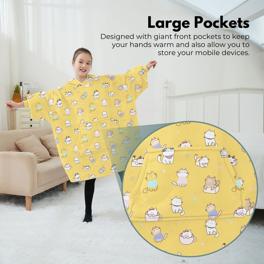 Warm Flannel Sherpa Hoodie Blanket for Kids - Gominimo