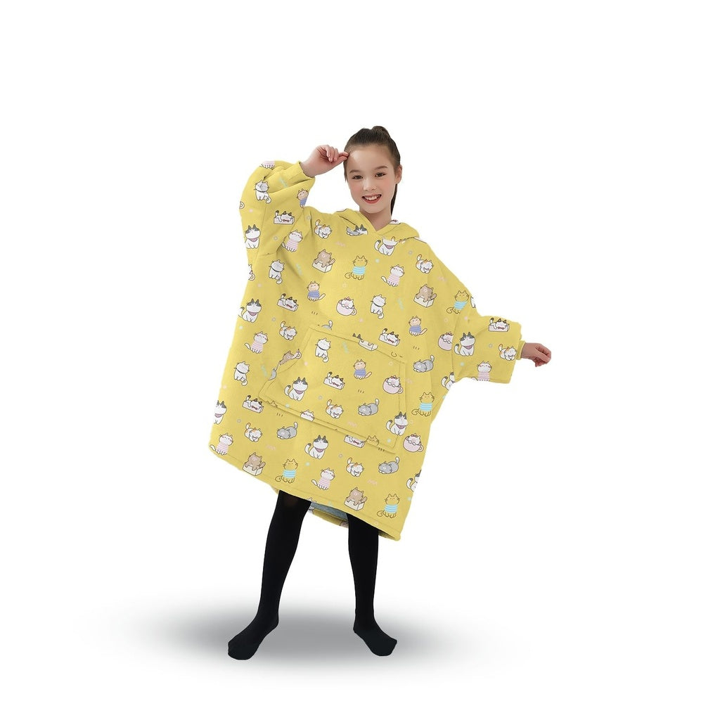 Warm Flannel Sherpa Hoodie Blanket for Kids - Gominimo