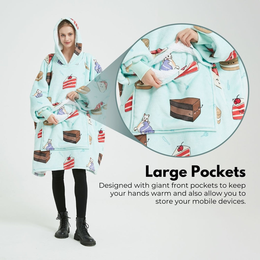 Cozy Sherpa Fleece Hoodie Blanket with Pockets – Gominimo