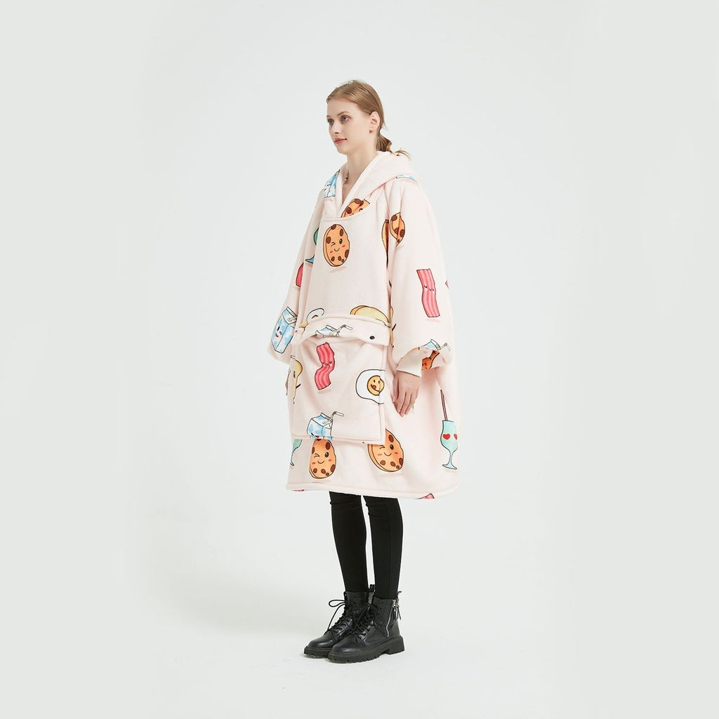 Comfy Double Layer Hoodie Blanket with Pockets - Gominimo