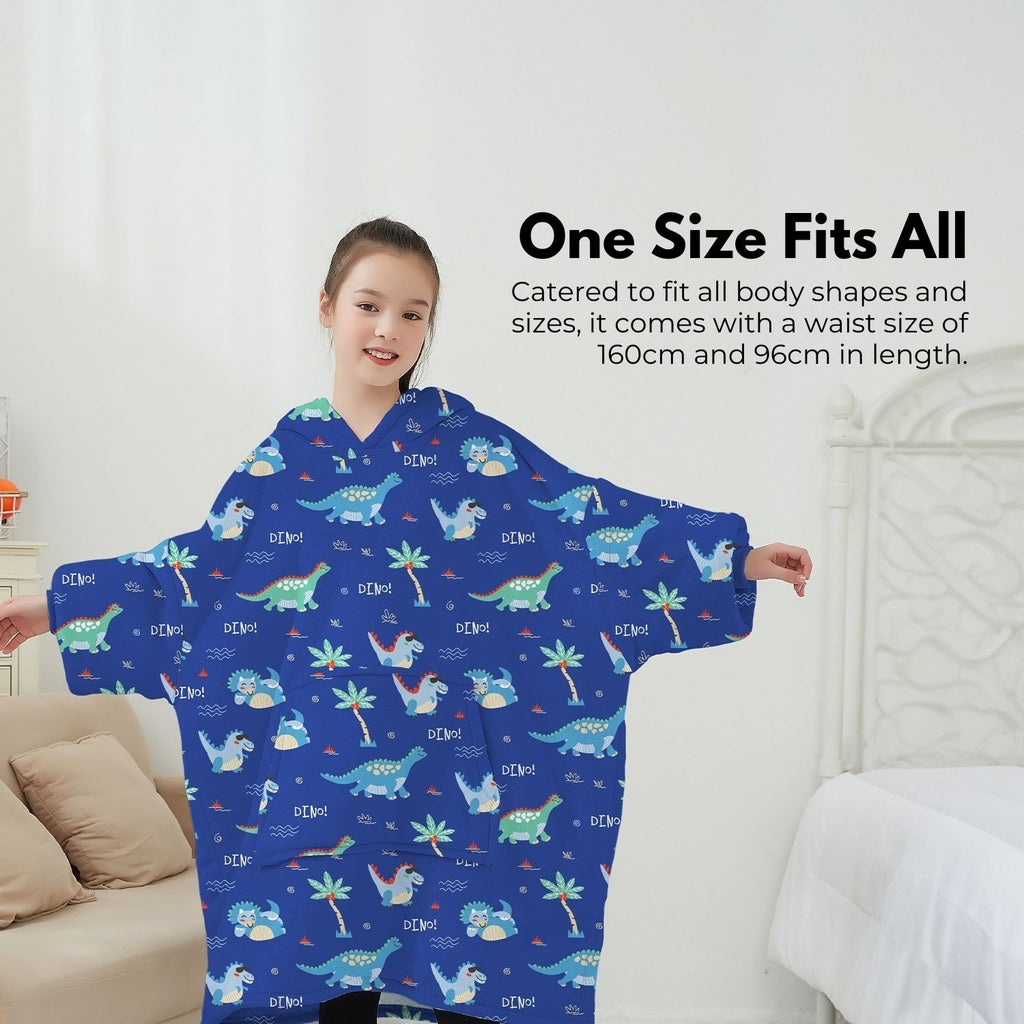 Comfy Dinosaur Kids Hoodie Blanket, Double Layers, Gominimo