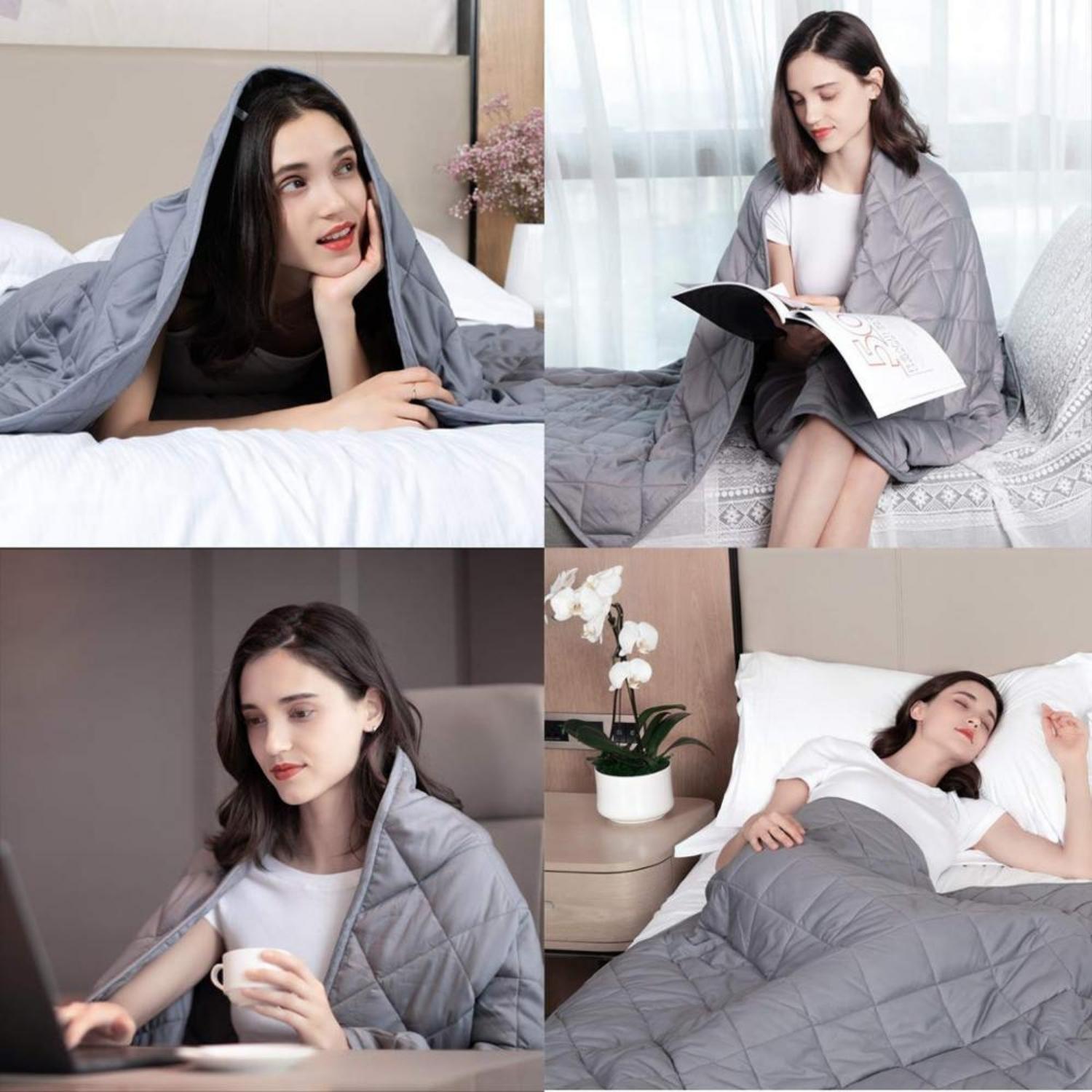 Light Grey 7KG Queen Weighted Blanket, 5 Layers, Gominimo