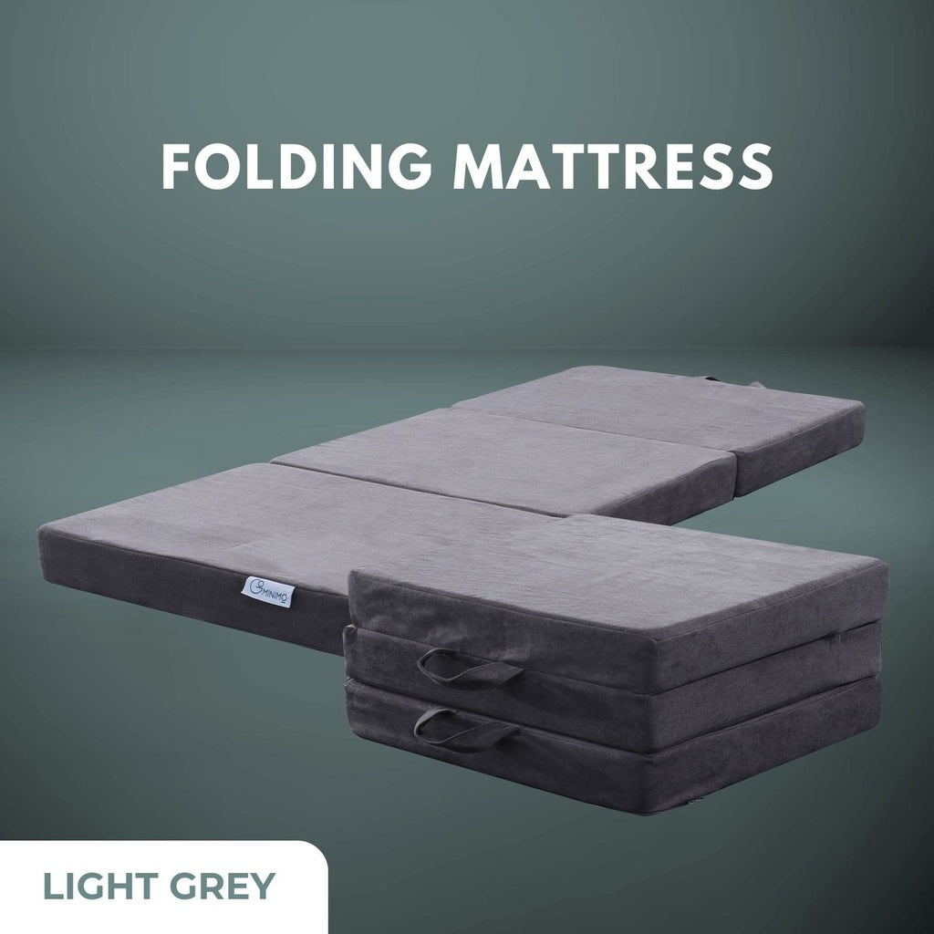 GOMINIMO 3 Fold Folding Mattress Single Light Grey