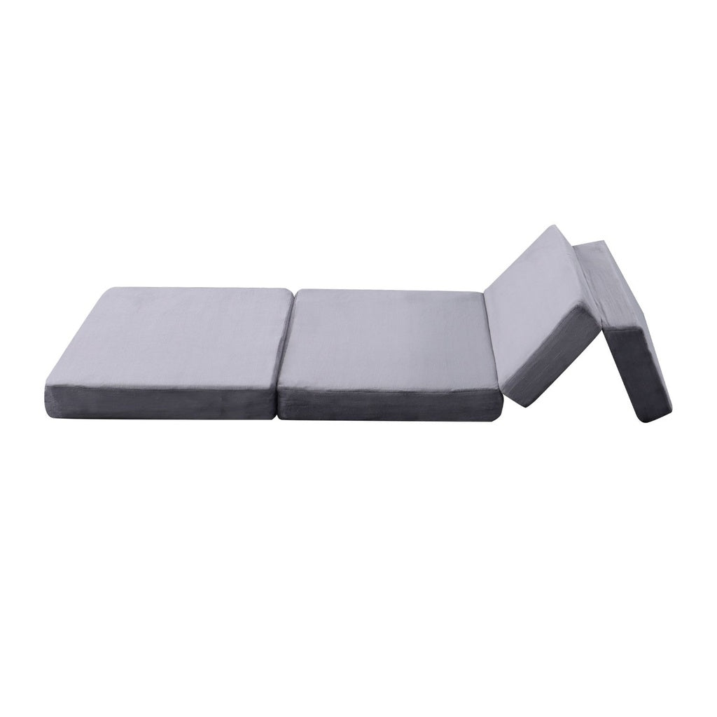 GOMINIMO 4 Fold Memory Foam Folding Mattress Dark Grey Velvet