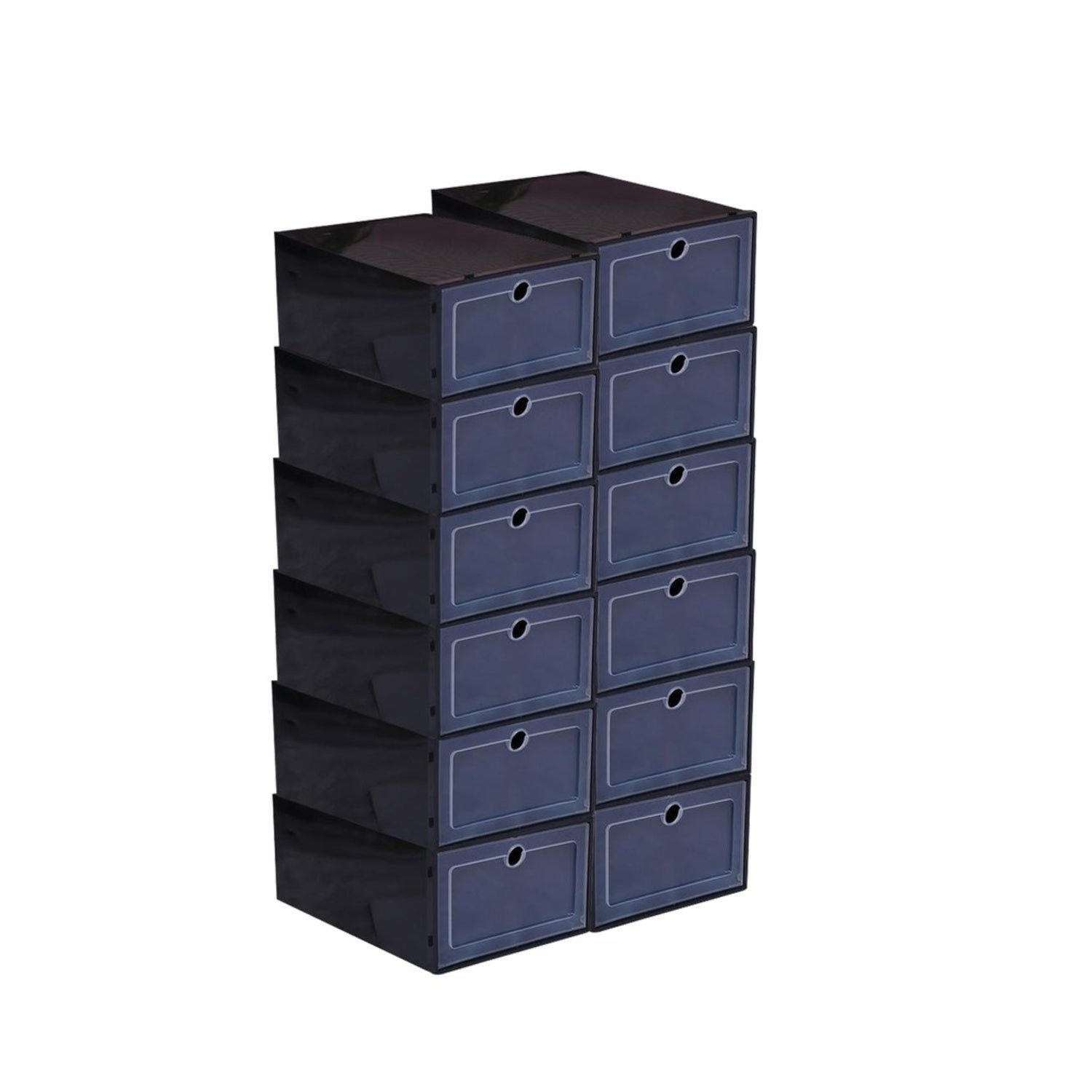 Stackable Plastic Shoe Boxes, 12 PCS, Odour Prevention, Black, Gominimo