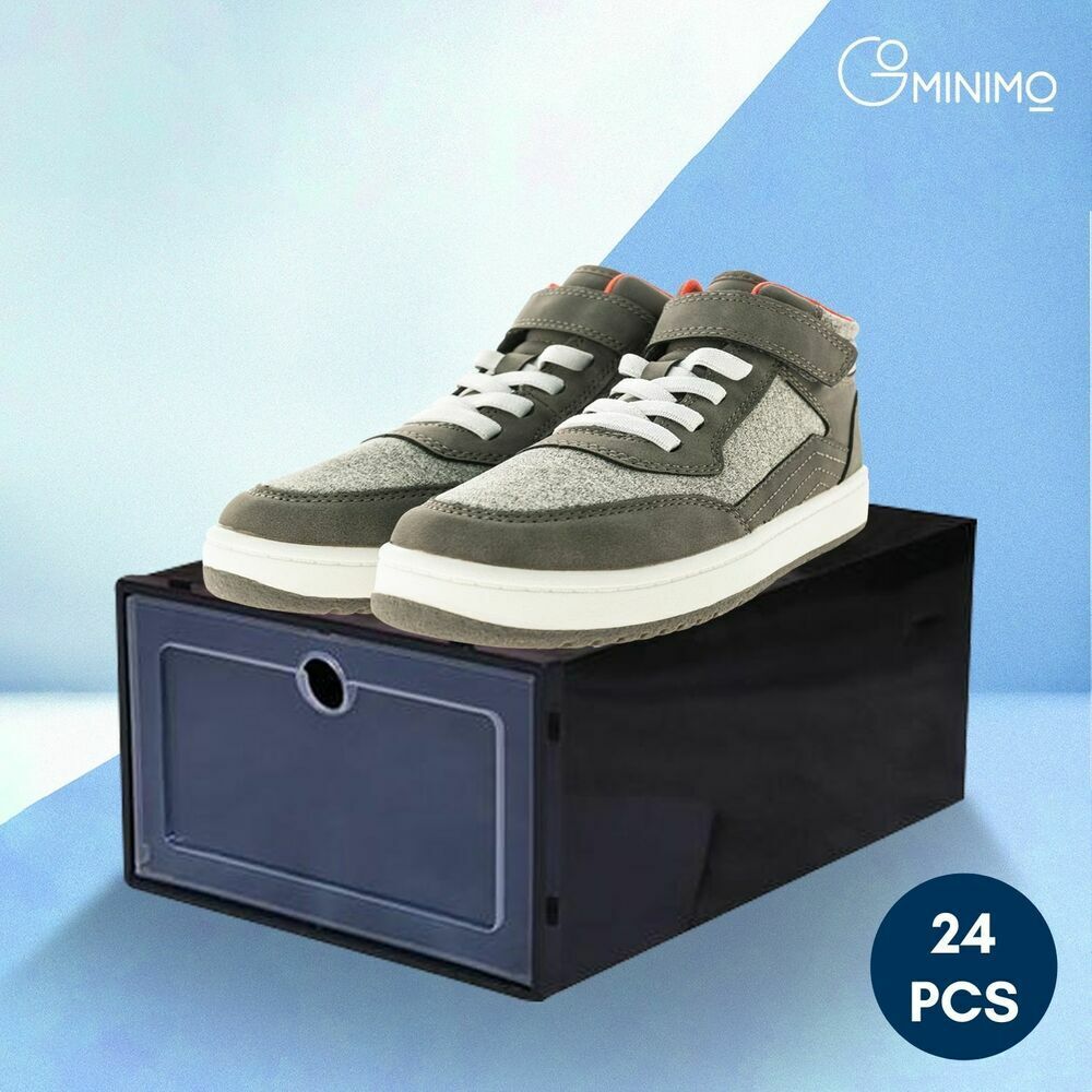 Stackable Durable Plastic Shoe Boxes 24 PCS with Ventilation