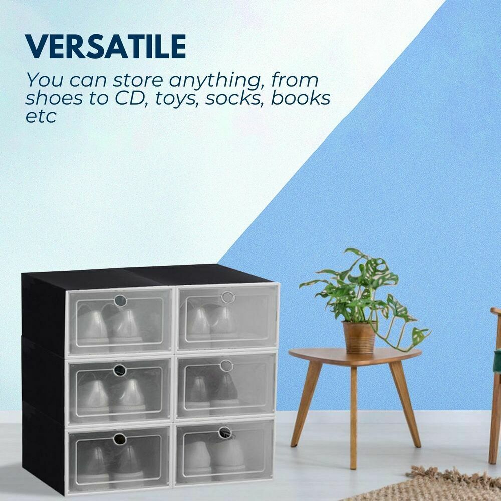 Stackable Durable Plastic Shoe Boxes 24 PCS with Ventilation