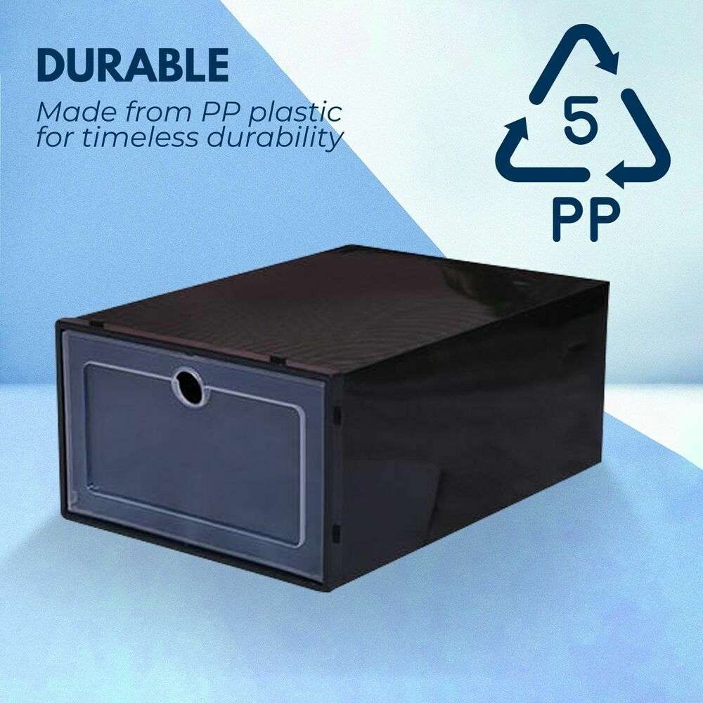 Stackable Durable Plastic Shoe Boxes 24 PCS with Ventilation