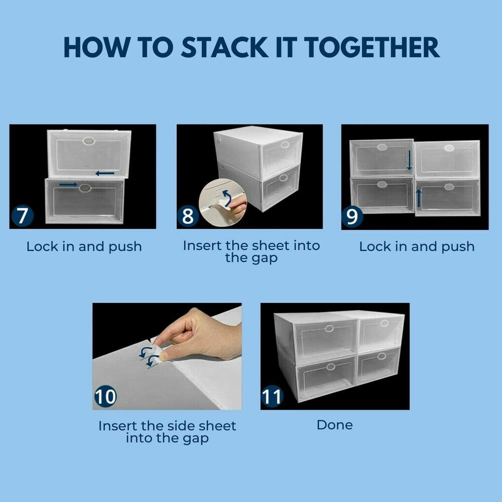 Stackable Durable Plastic Shoe Boxes 24 PCS with Ventilation