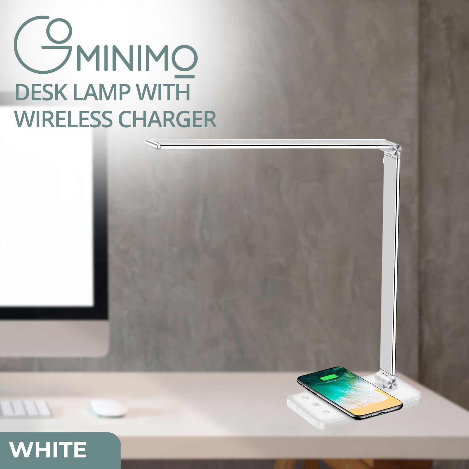 LED Desk Lamp with Wireless Charger, 7 Brightness & Timer - GOMINIMO