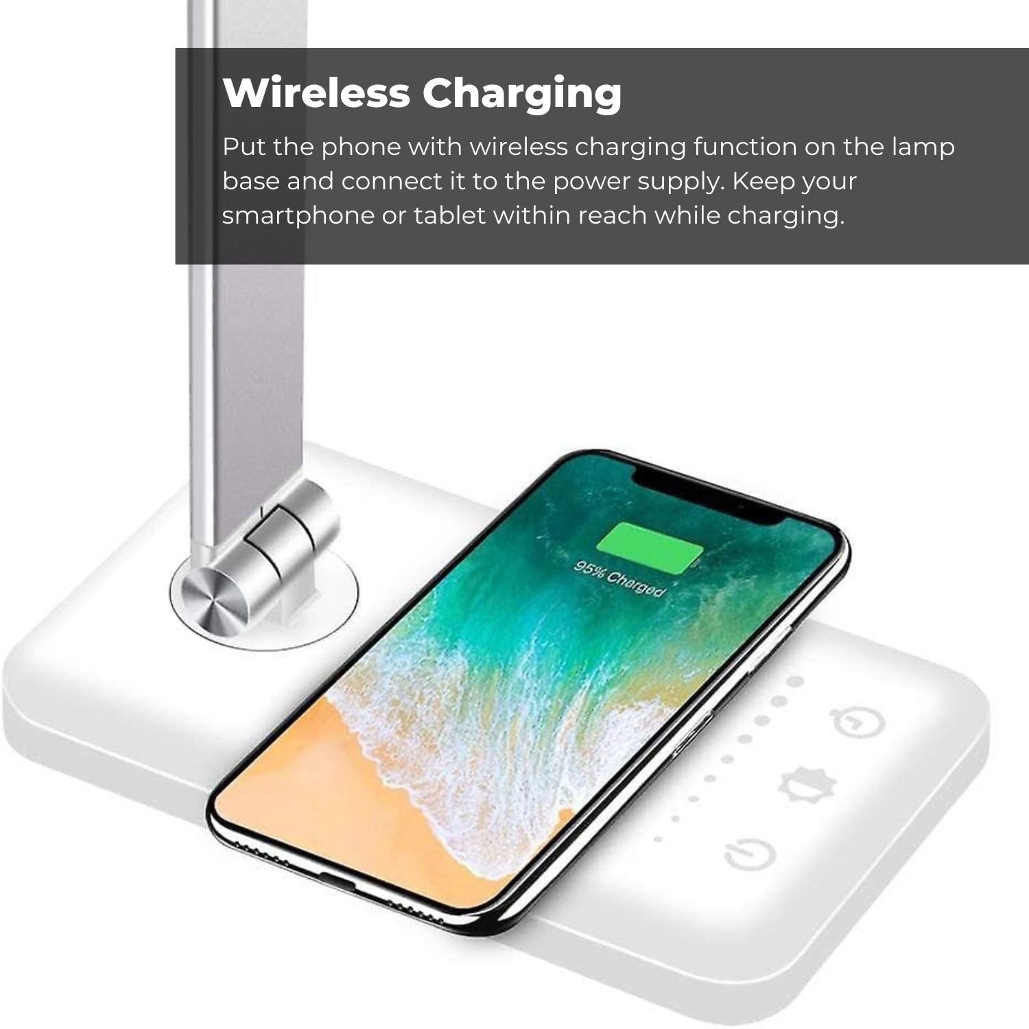 LED Desk Lamp with Wireless Charger, 7 Brightness & Timer - GOMINIMO