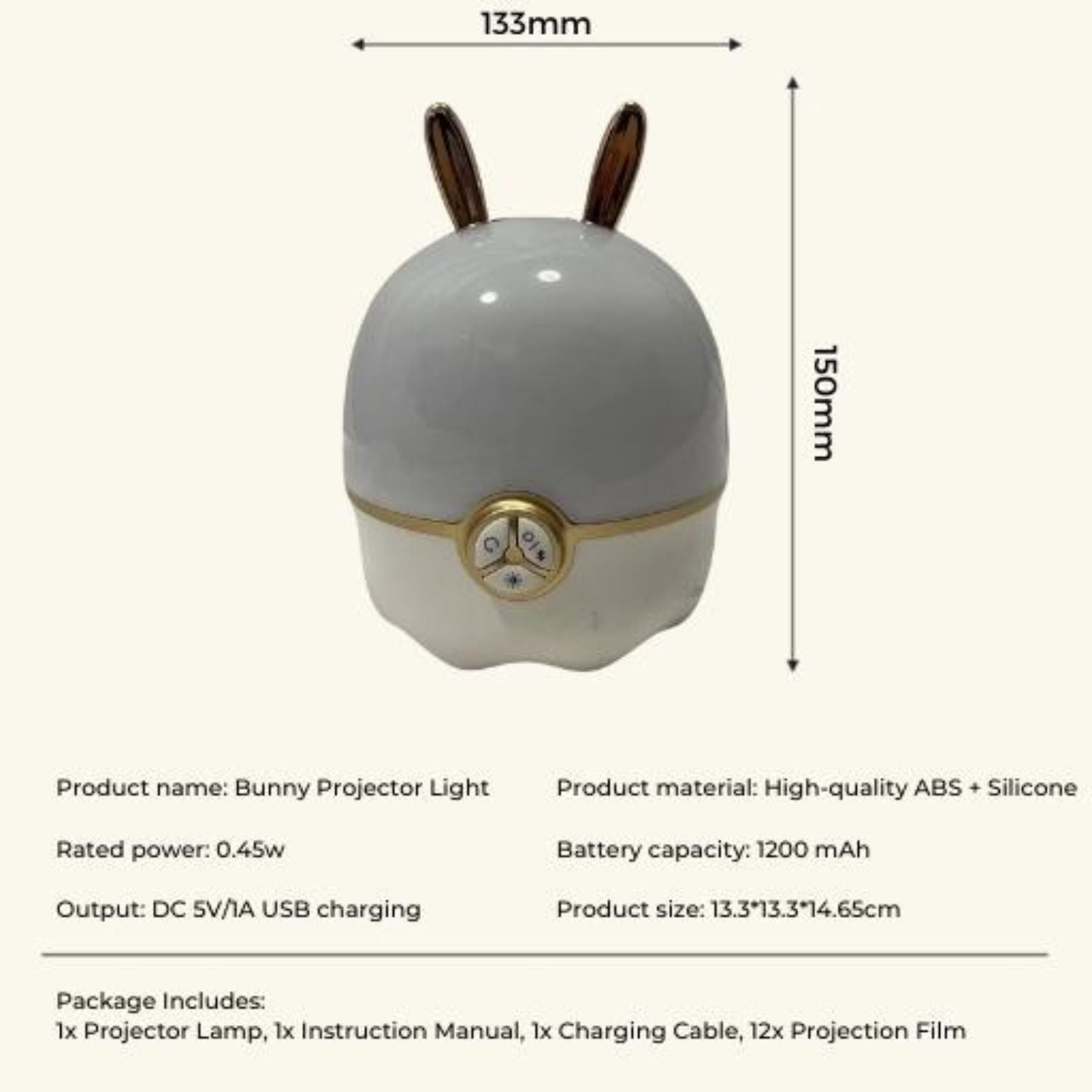 Multi-Function Bunny Light Projector Speaker, 12 Themes GOMINIMO