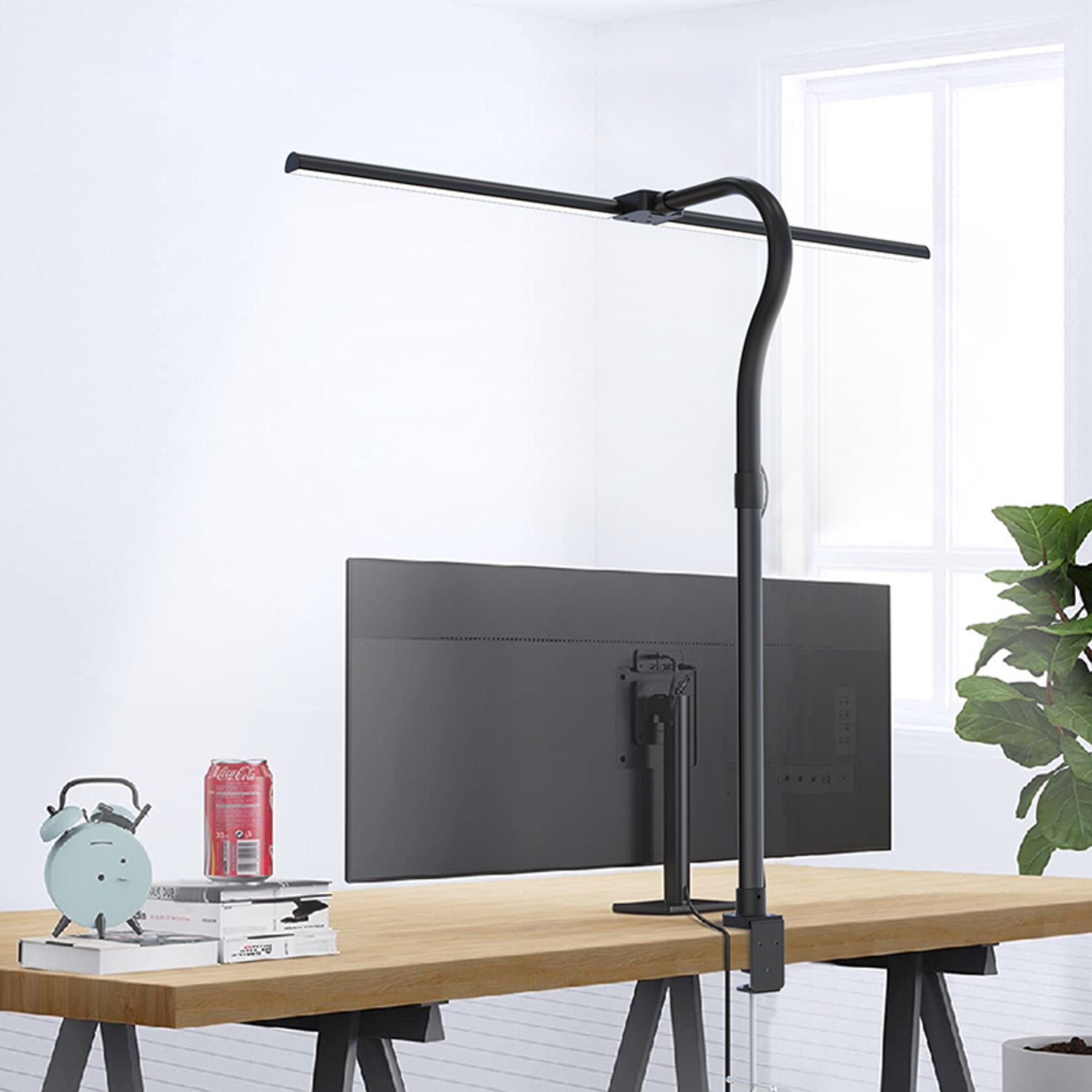 Flicker-Free 24W Dual Head LED Desk Lamp, Adjustable Clip - GOMINIMO