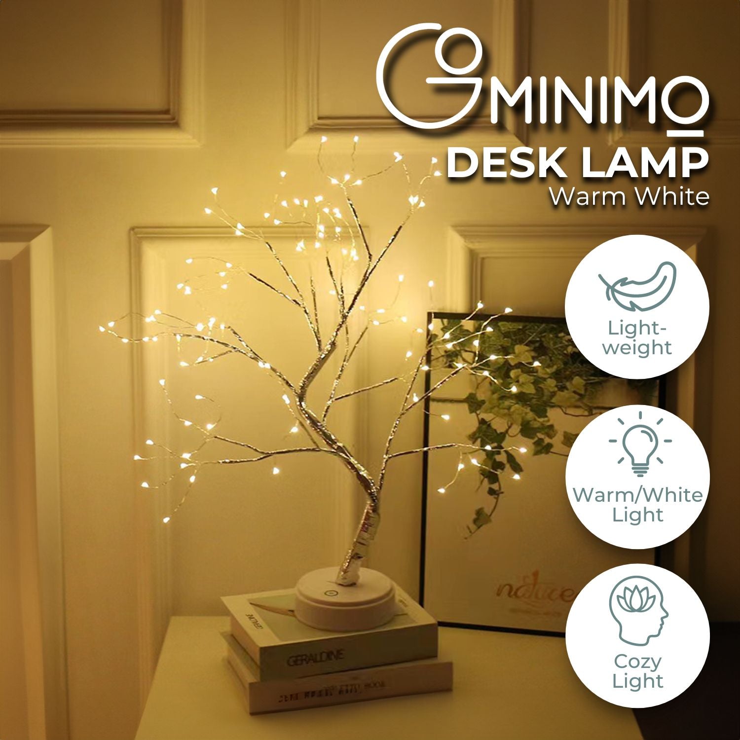 Adjustable Bonsai Tree Desk Lamp, Warm White Light, Gominimo