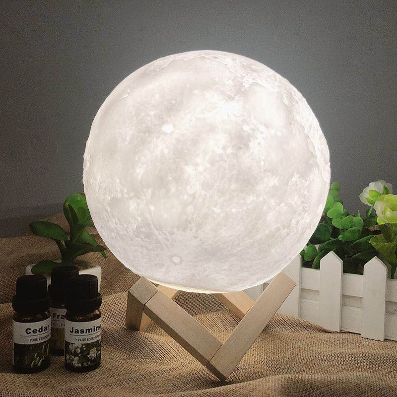 Color-Changing Moon Lamp 12cm, 3D Printed, USB, Gominimo