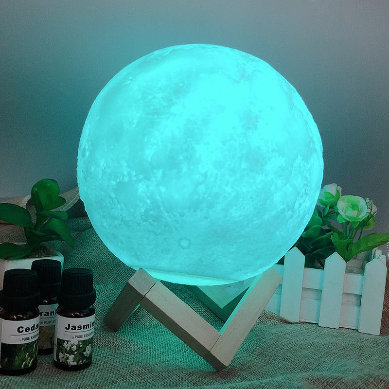 Color-Changing Moon Lamp 12cm, 3D Printed, USB, Gominimo