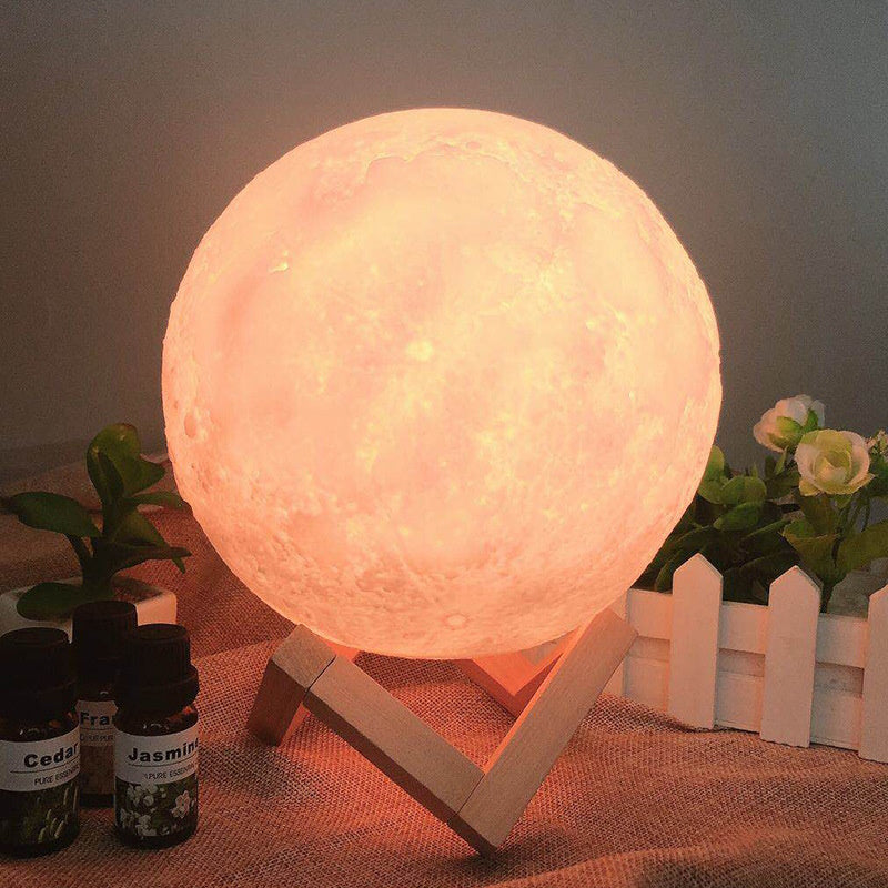 Color-Changing Moon Lamp 12cm, 3D Printed, USB, Gominimo