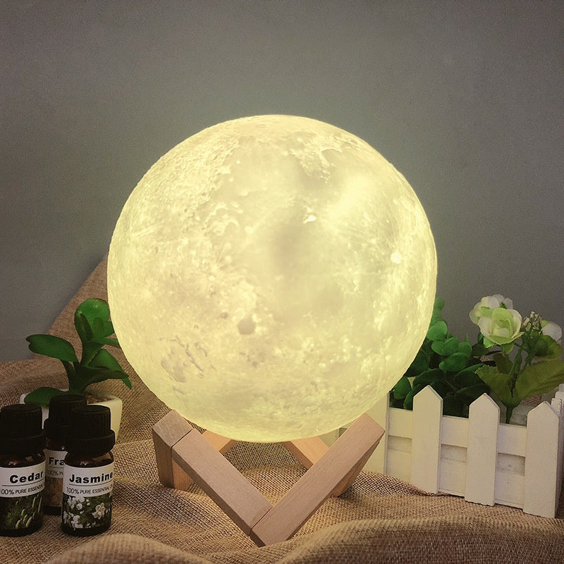 Color-Changing Moon Lamp 12cm, 3D Printed, USB, Gominimo