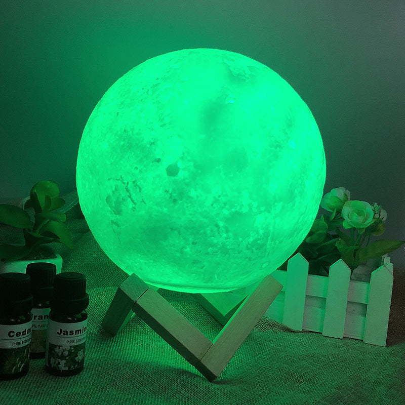 3D Printed Multi-Color Moon Lamp, Dimmable, Rechargeable