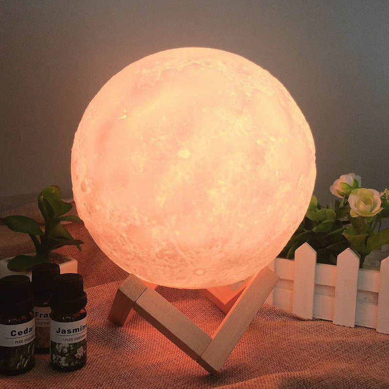 3D Printed Multi-Color Moon Lamp, Dimmable, Rechargeable