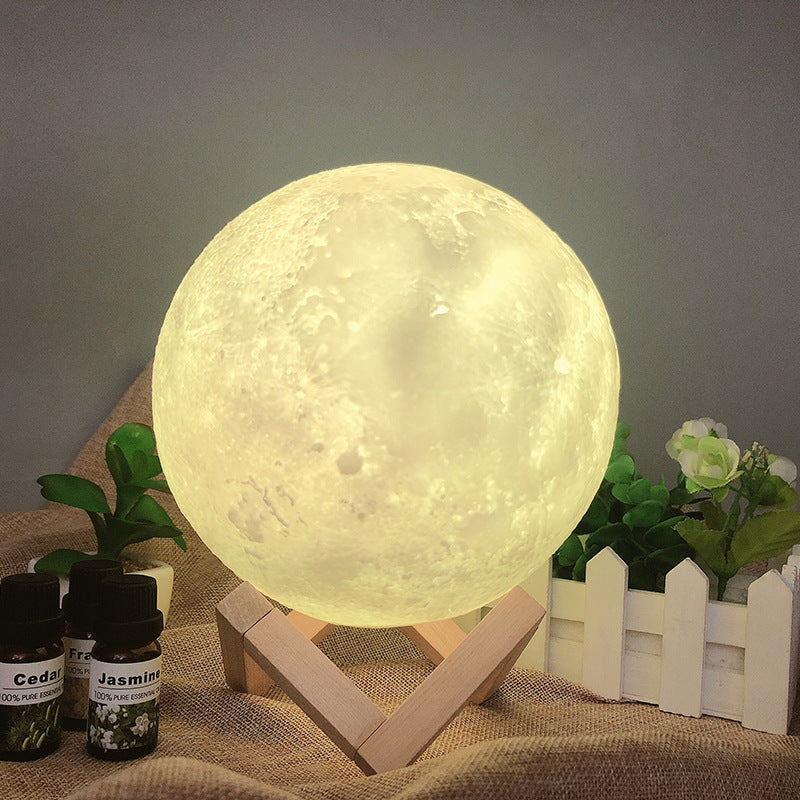 3D Printed Multi-Color Moon Lamp, Dimmable, Rechargeable